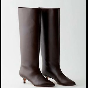 Tibi Collier Boots Navy Blue Knee-high Kitten heel Pointed toe IT 41